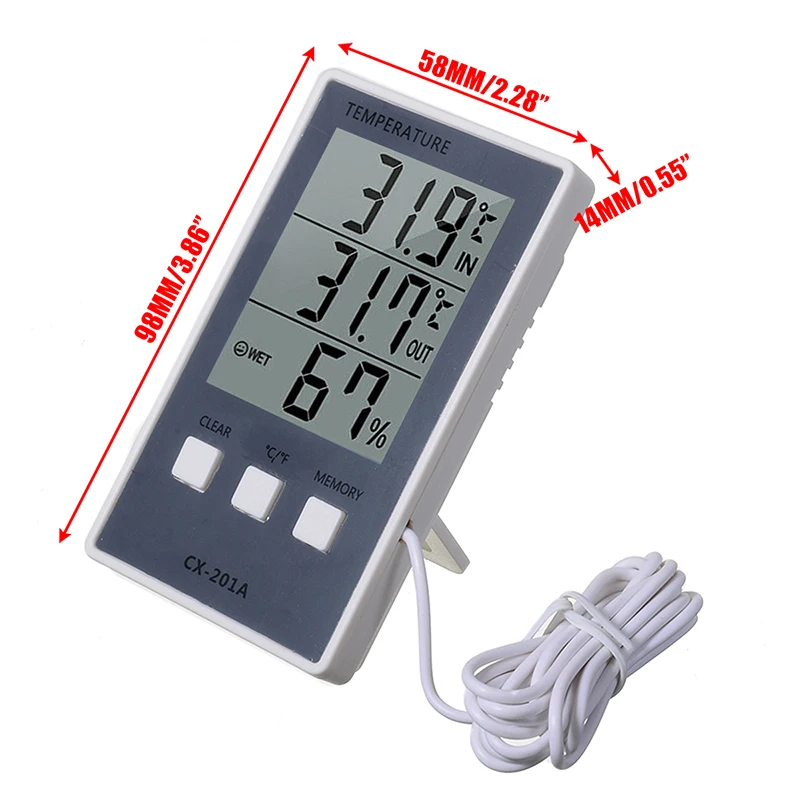 1.5V AAA Battery Hybrid Color Low Power Consumption Digital LCD Indoor/Outdoor Temp and Humidity Meter Temperature Instruments |