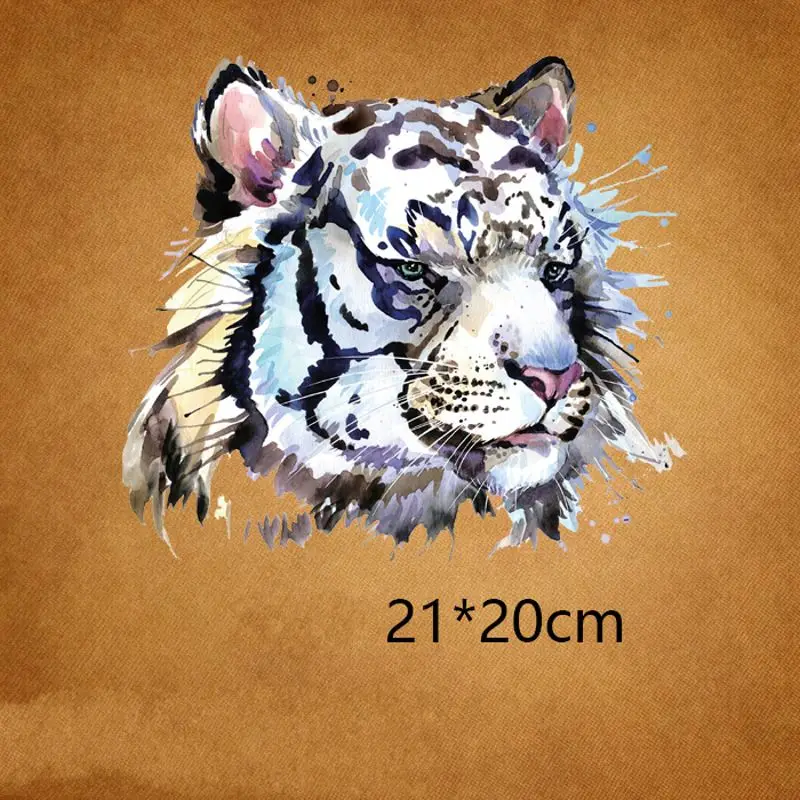 

21x20cm Fashion tiger Iron on Patches For DIY Heat Transfer Clothes T-shirt Thermal transfer stickers Decoration Printing