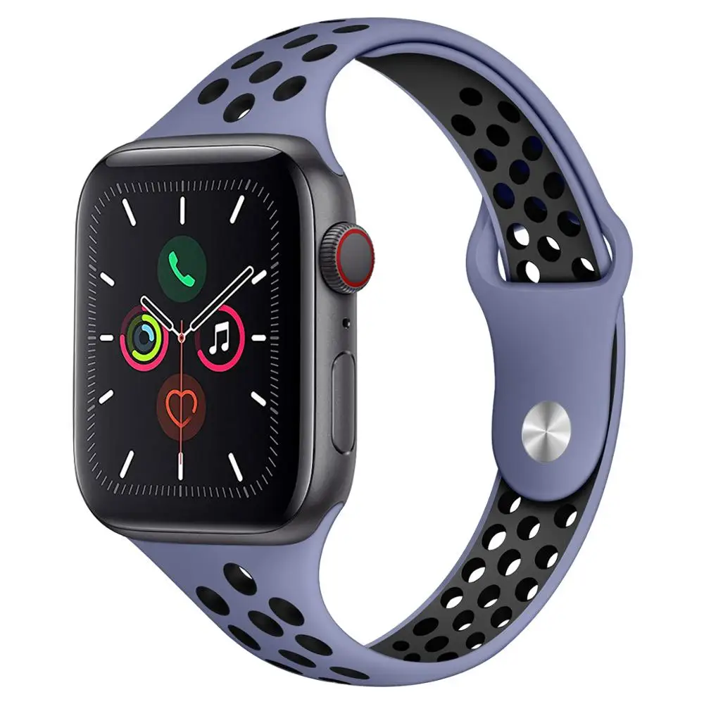 Силиконовый ремешок для Apple watch band 44 мм/40 мм iWatch 42 мм/38 дышащий спортивный браслет