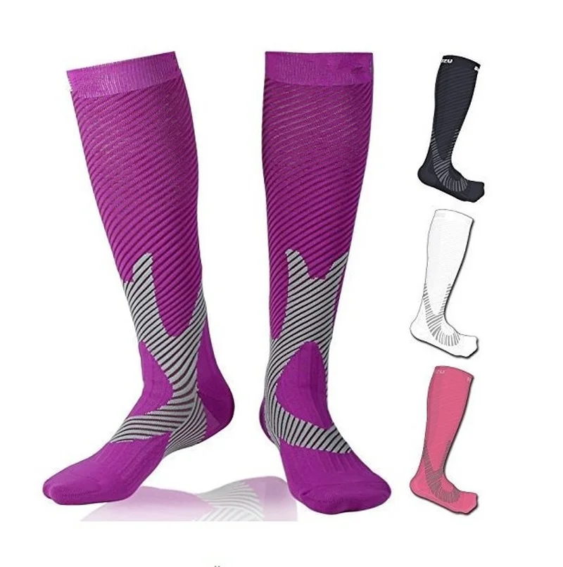 Nylon Running Compression Socks Knee High Long for Men and Women Flight Travel Boost Stamina,Circulation,Recovery