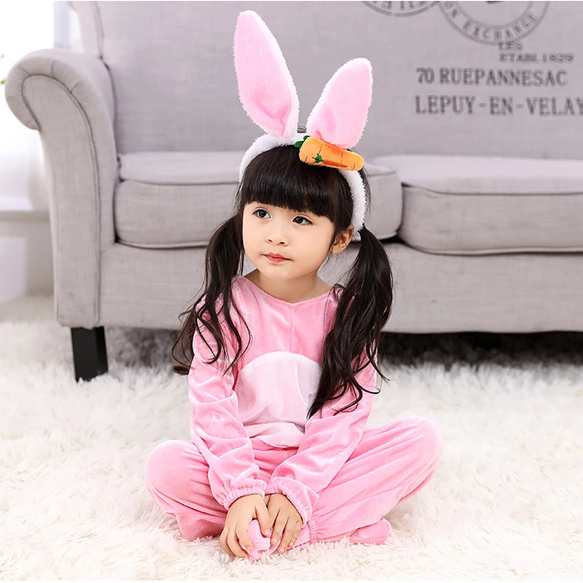 Детские костюмы для косплея с милым розовым кроликом девочек комбинезон зажимом