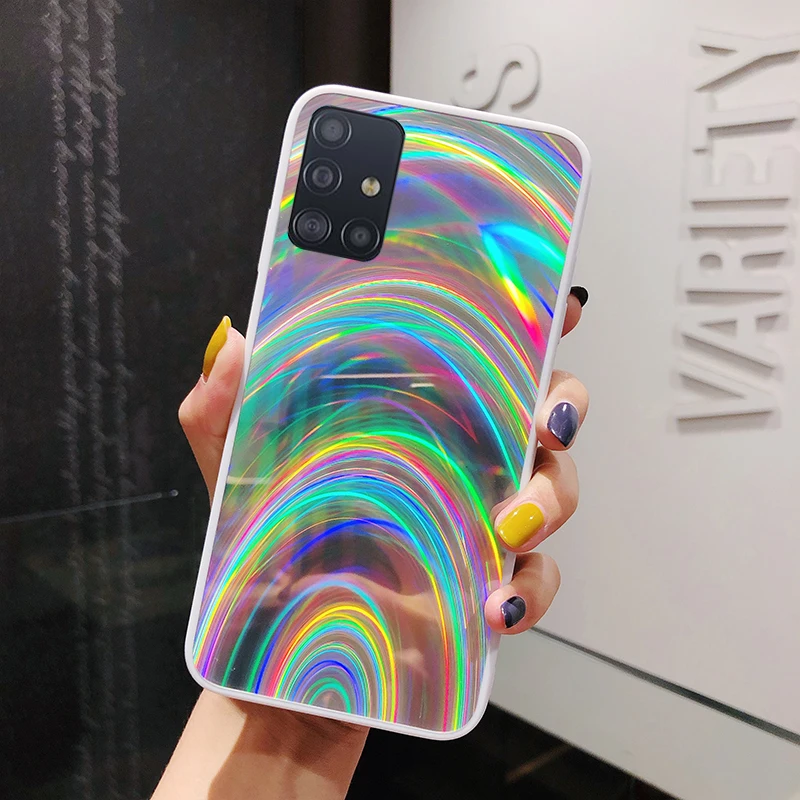 Радужный чехол для Samsung Galaxy A71 A51 A70 A50 A30 A20 A10S S20 Ultra S11 S10 S9 S8 Plus A7 2018 Note 10 Brilho Capa|Бамперы| |
