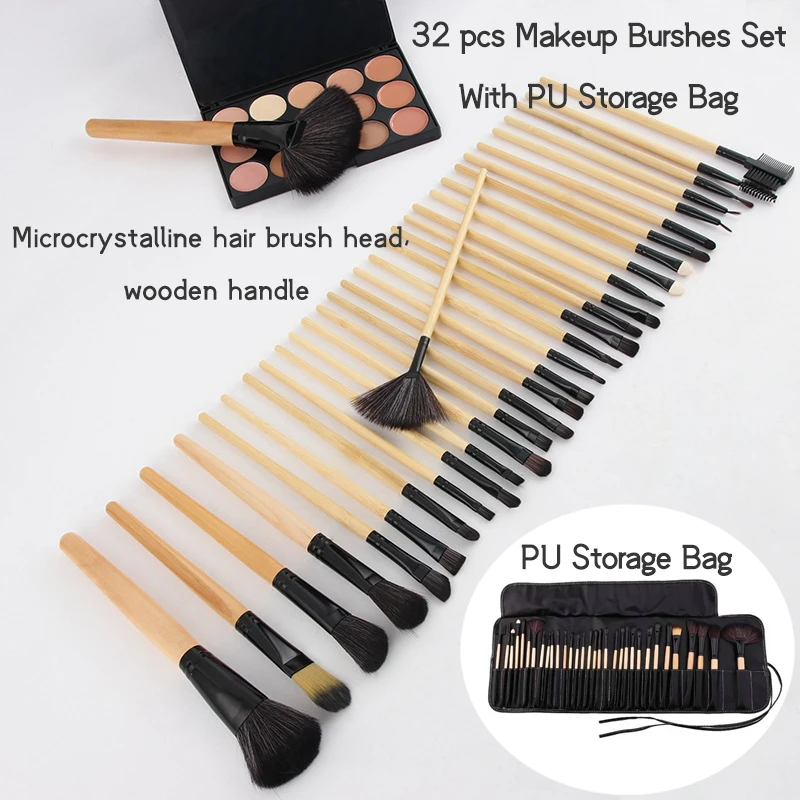 

32pcs/Kit Makeup Brush Set Eyeshadow Blending Foundation Powder Eyebrow Blush Lip Double Head Brush Beauty Make Up Kit Tools