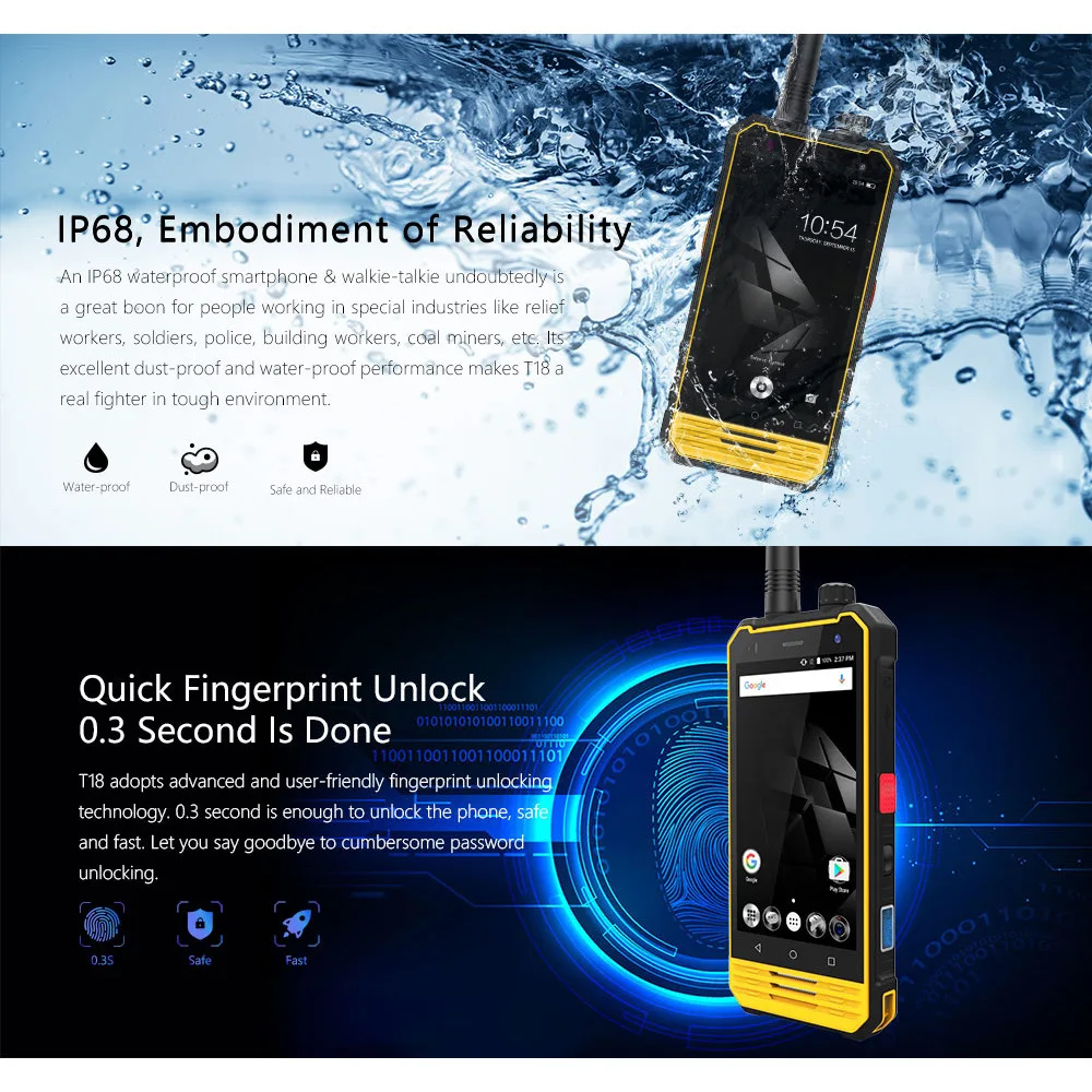 Nomu T18 IP68 портативная рация Водонепроницаемый 4G LTE мобильный телефон 4," MTK6737T четырехъядерный Android 7,0 3 ГБ+ 32 ГБ 5200 мАч NFC Смартфон