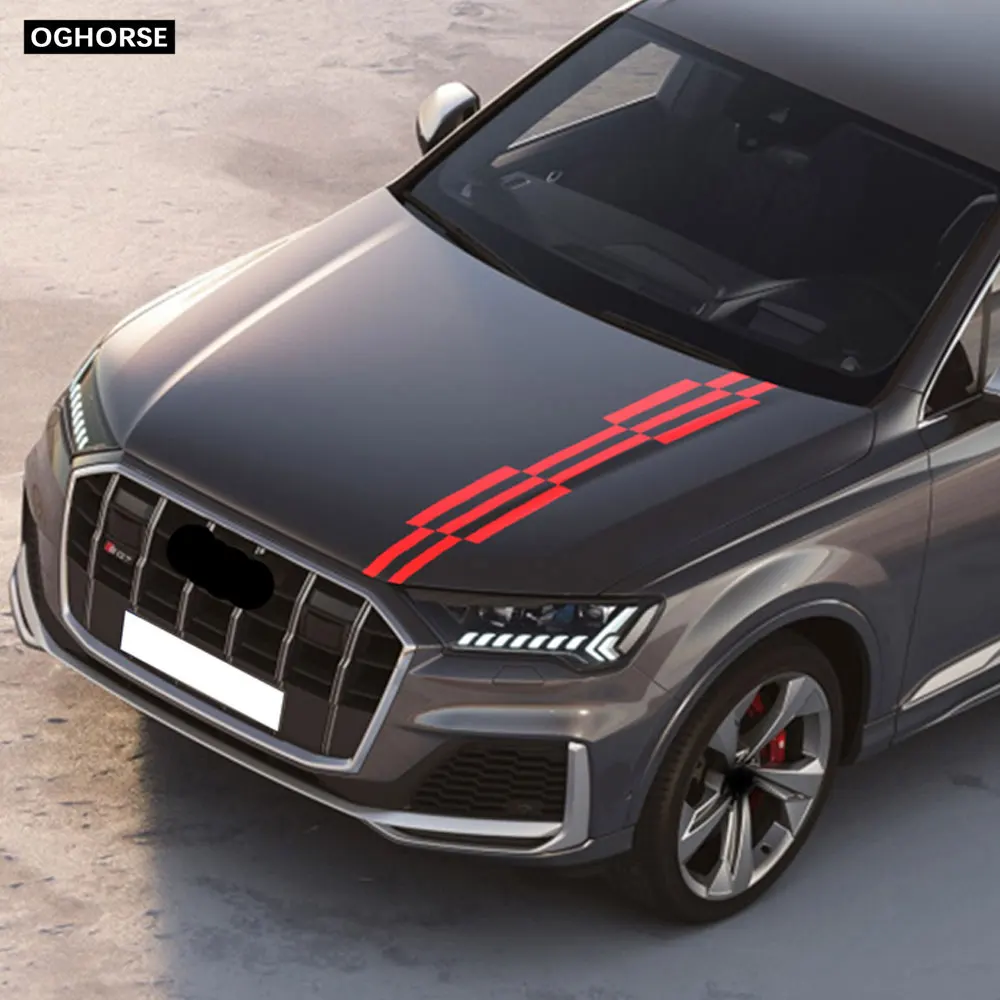 Наклейка на капот в полоску для Audi A4 B5 B6 B7 B8 B9 A3 8P 8V 8L A6 C6 C5 C7 A5 A1 8X A7 A8 Q5 Q7 Q3 Q1 TT