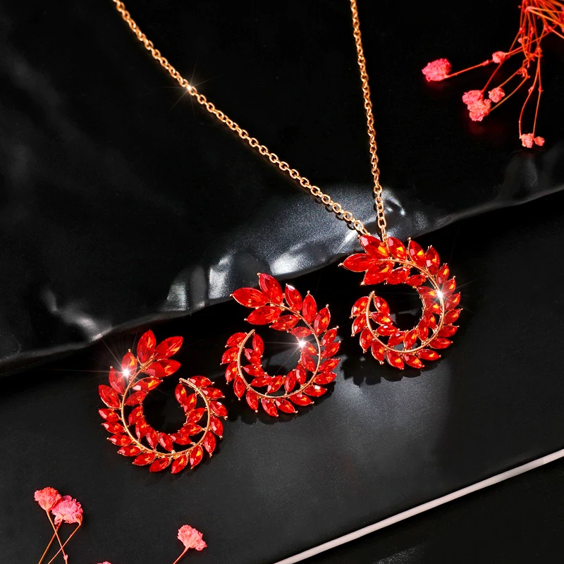 4 цвета роскошные красные свадебные ювелирные наборы Стразы золотого длинная