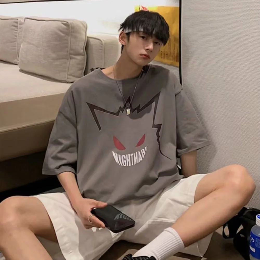 

V-hanver T-Shirt Men Unisex Anime Cartoon Design Men Tee Shirt Homme Summer Tops Short Sleeve Vogue Vintage Style Dropshipping