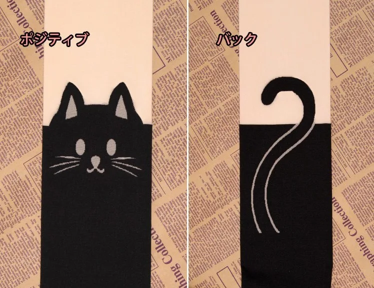 Японские Женские чулки с рисунком кота из мультфильма милые носки для