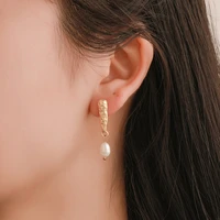 asymmetrical symmetric tassel matte golden pattern chain white simulated pearl alloy dangle earrings drop earrings for women