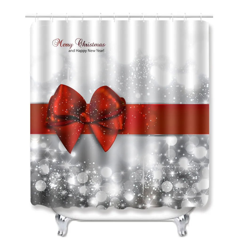 4 шт. романтичный набор штор для ванной и душа с принтом в виде банта Квадратный