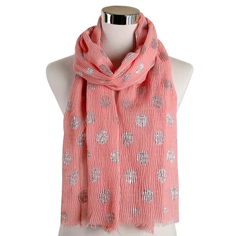 Новый розовый оранжевый желтый гофрированный хиджаб FOXMOTHER шарфы в горошек для