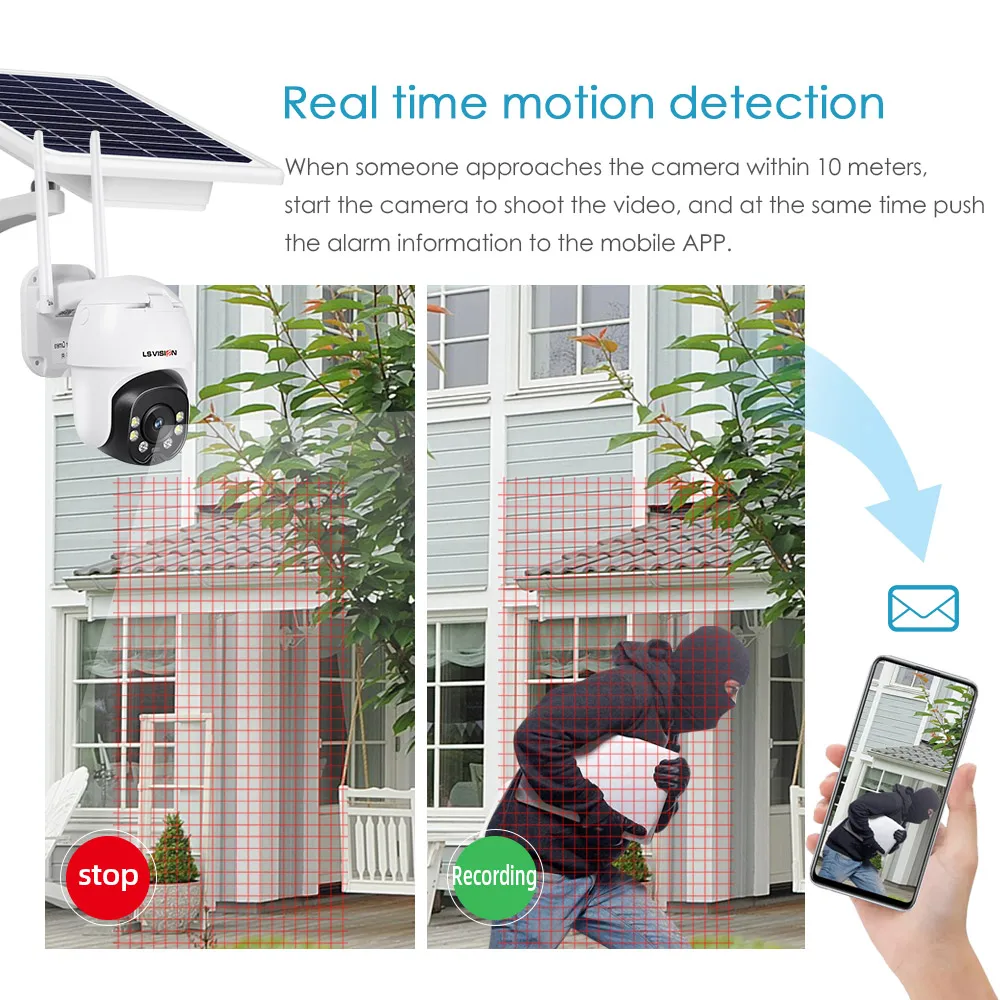 Беспроводная Водонепроницаемая камера видеонаблюдения с солнечной панелью