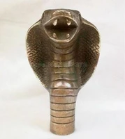copper statue chinese old bronze hand carved cobra statue cane walking stick head fast
