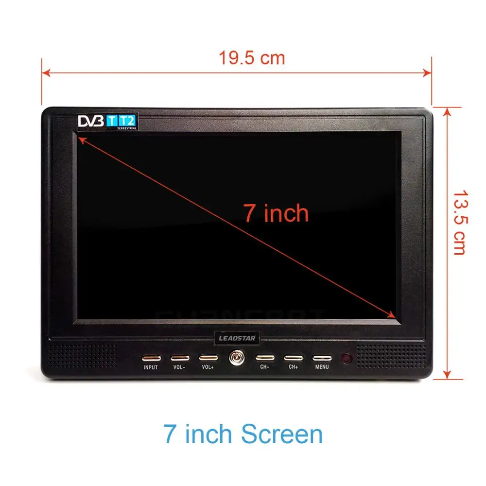 D7 7 Inch Portable Dvb-T2 Atsc Tdt Digital-Analog Mini Small Car Tv Support Usb Tf Mp4 H.265 Ac3 | Электроника