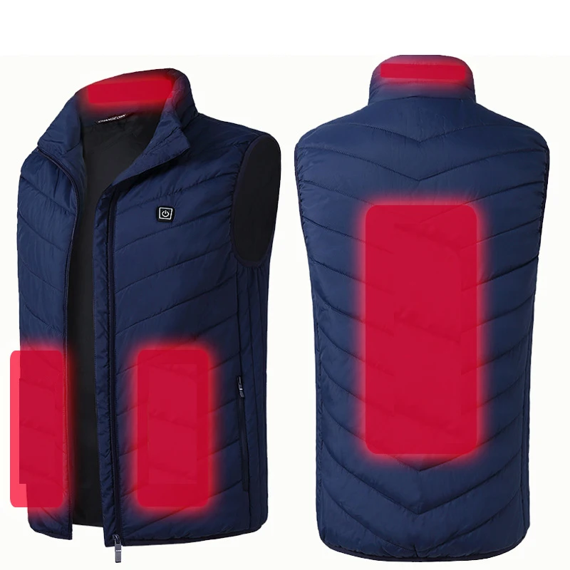 Cycling Sleeveless Jacket Men USB Graphene Heating Vest Neck Front Back Riding Winter Electric Thermal | Спорт и развлечения
