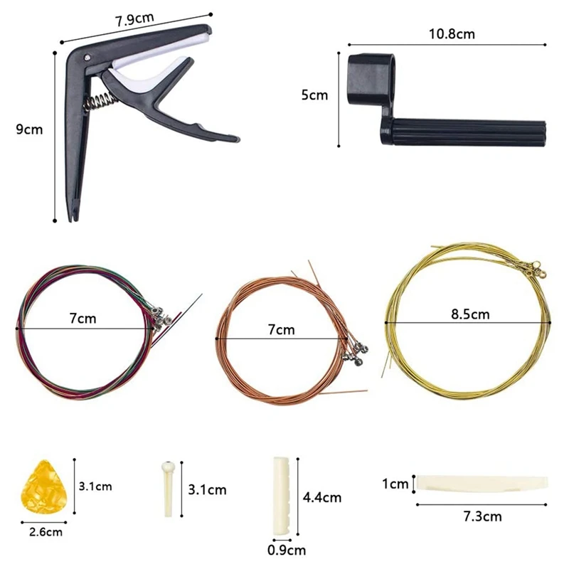 

Guitar Accessories Kit Including Acoustic Guitar Strings Capo Tuner Picks String Winder Guitar Saddle Nut Bridge Pins