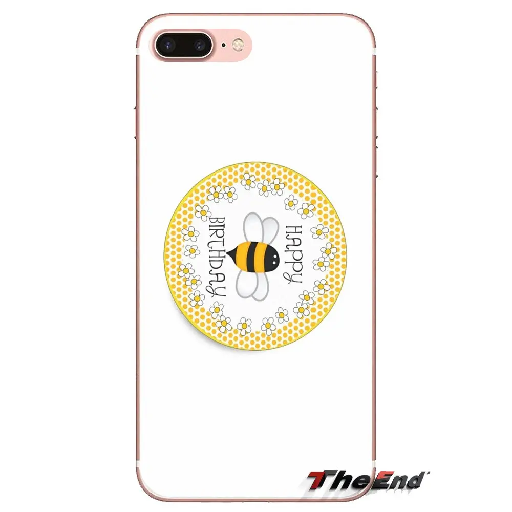 Cartoon Little Yellow Bee Happy Transparent TPU Covers For Samsung Galaxy J1 J2 J3 J4 J5 J6 J7 J8 Plus 2018 Prime 2015 2016 2017 |