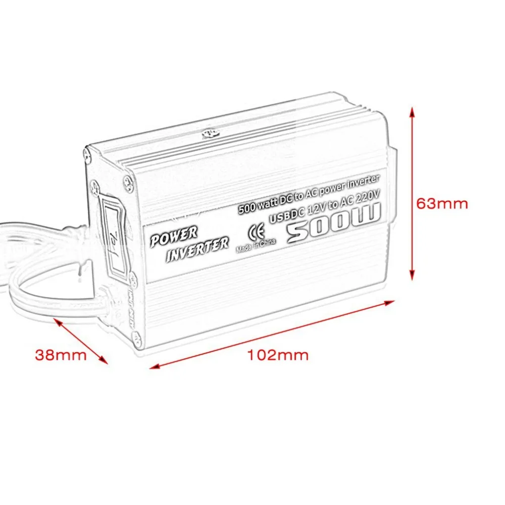 

500W DC to AC Power Converter DC 12V to 110V 220V AC Car Inverter Automatic Transformer With Dual USB Car Adapter