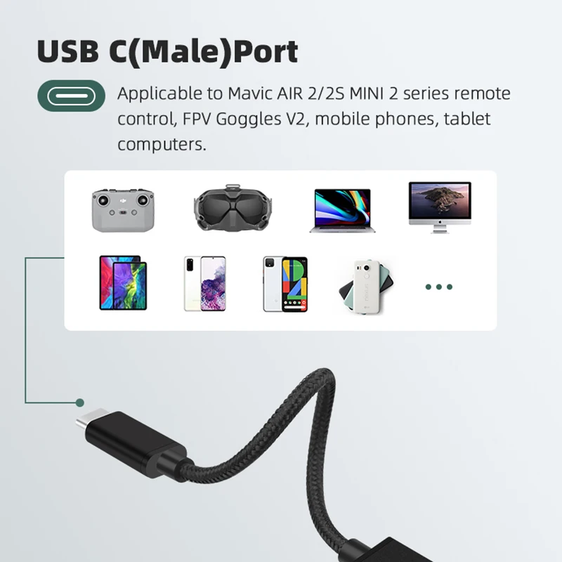 Адаптер USB OTG 17 см для DJI Mavic 3/AIR 2/2S MINI 2/FPV Goggles V2 кабель мобильных телефонов