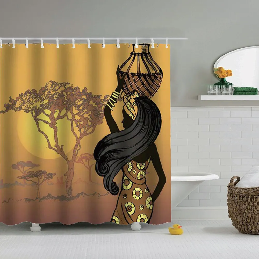 Африканская американская занавеска для душа Dafield Черная Женская из полиэстера