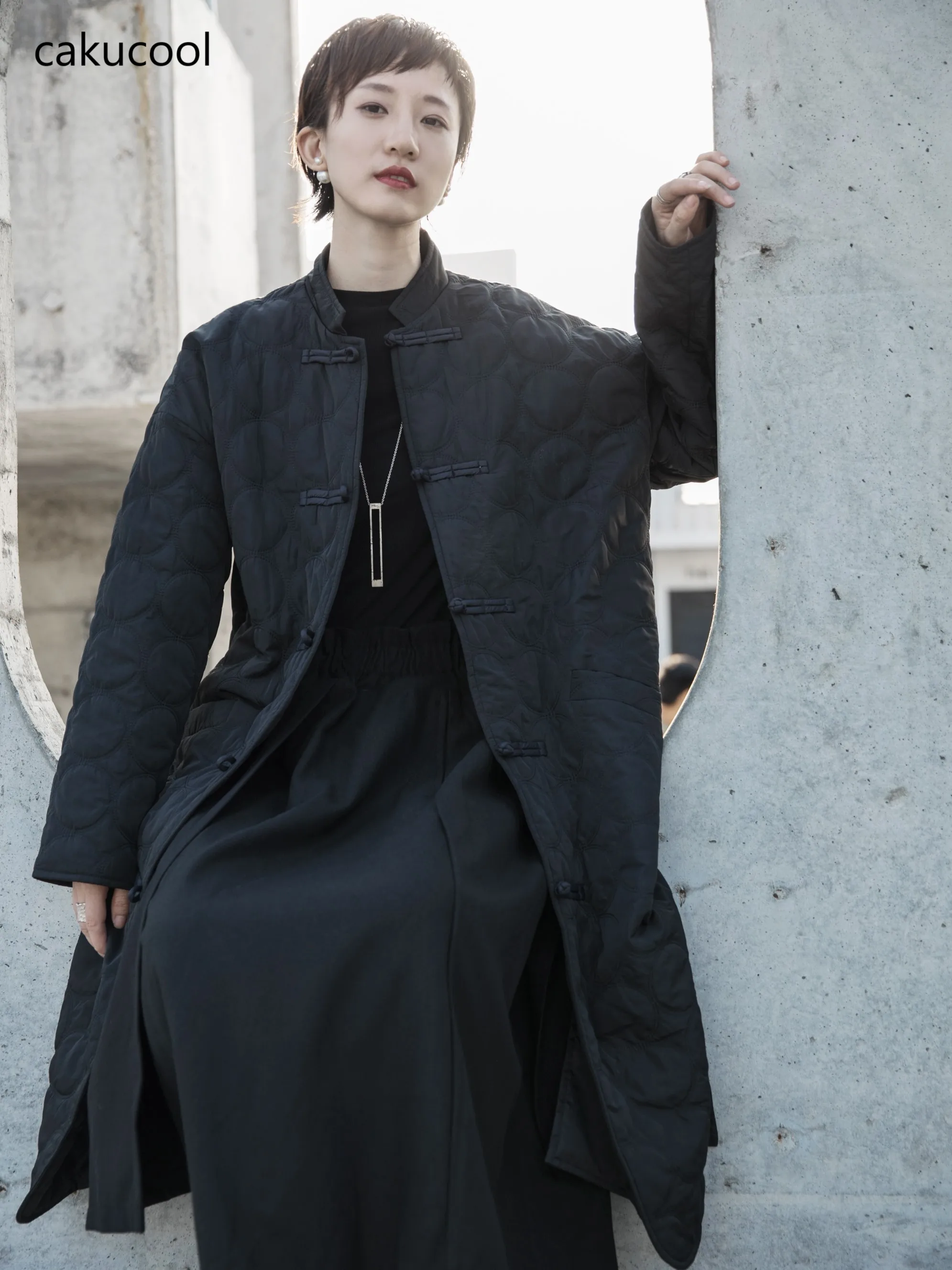 Cakucool 2019 темно китайский Ретро стиль с пряжкой длинный женский костюм в стиле Тан