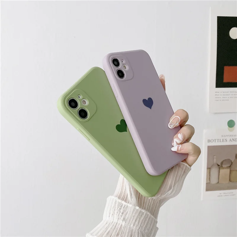 Однотонный чехол карамельного цвета с сердечками для телефона iPhone 12 Mini 11 Pro Max XR Xs X