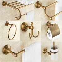 bathroom accessories antique brass towel ring paper holder toilet brush coat hook bath rack soap dish bathroom hardware set