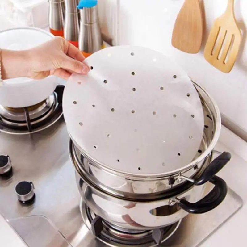 

Baking Paper Air Fryer Liners Cookware 100pcs Disposable Liners Papers Paper Bamboo Non-Stick Steamer Papers Steaming X2D1