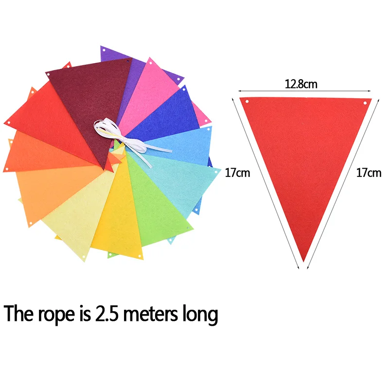 

Rainbow Felt Fabric Pennant Banners Multicolor Party Garland for Birthday Party Classroom Baby Shower Flags Decoration Supplies