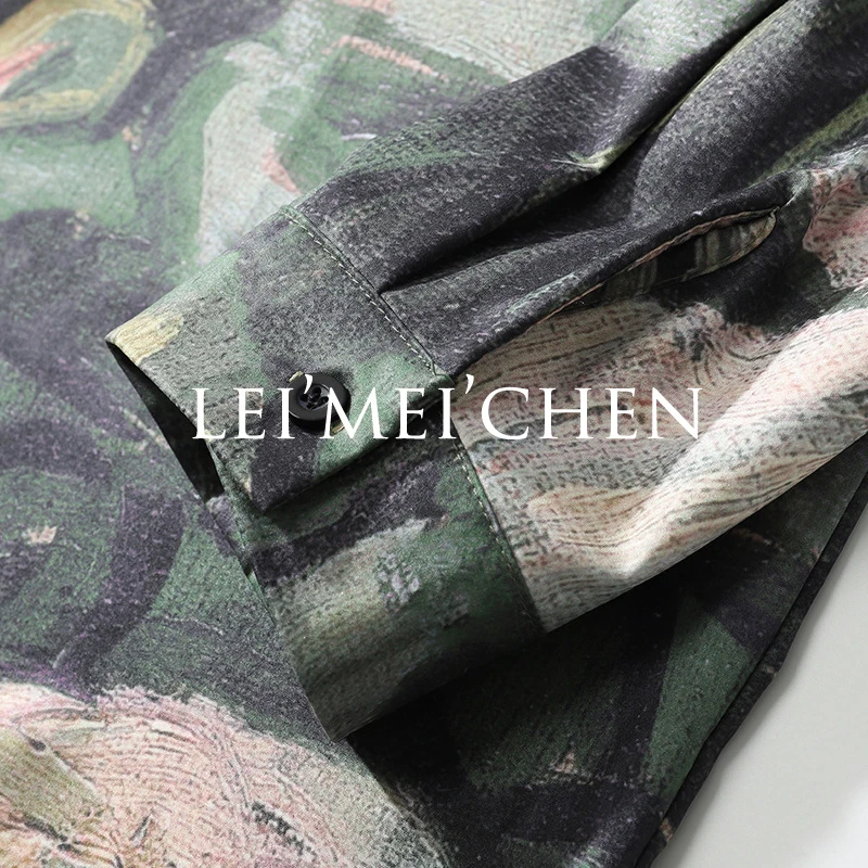 

LEIMEICHEN Casual Printed Long sleeve Shirt Men High Streetwear 2020 Fall Women Shirt Retro Shirts Harujuku Mens Shirt RF701