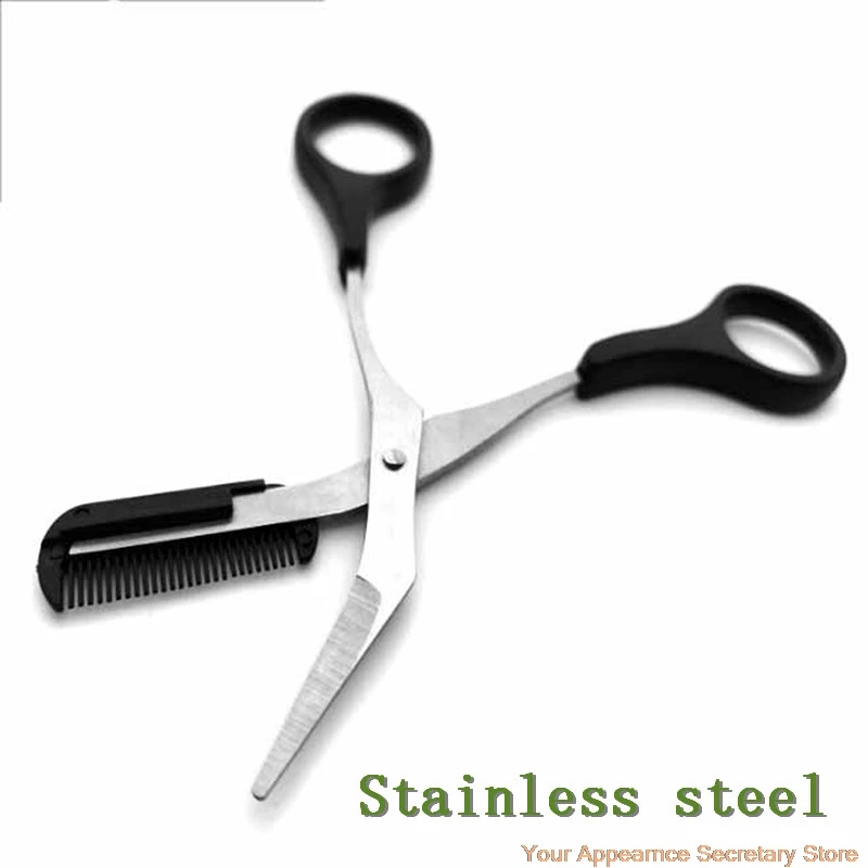

1PC Stainless Steel Eyebrow Trimmer Grooming Eyelash Thinning Shears Comb Face Hair Scissor Clip Cosmetic Makeup Tool 12.8cm