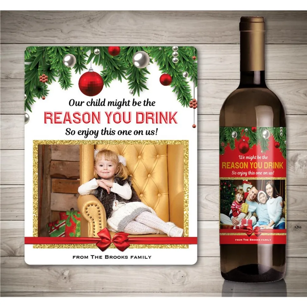 

Индивидуальная Детская фотография подарок на День учителя винная этикетка, пользовательская этикетка для винных бутылок, рождественский п...