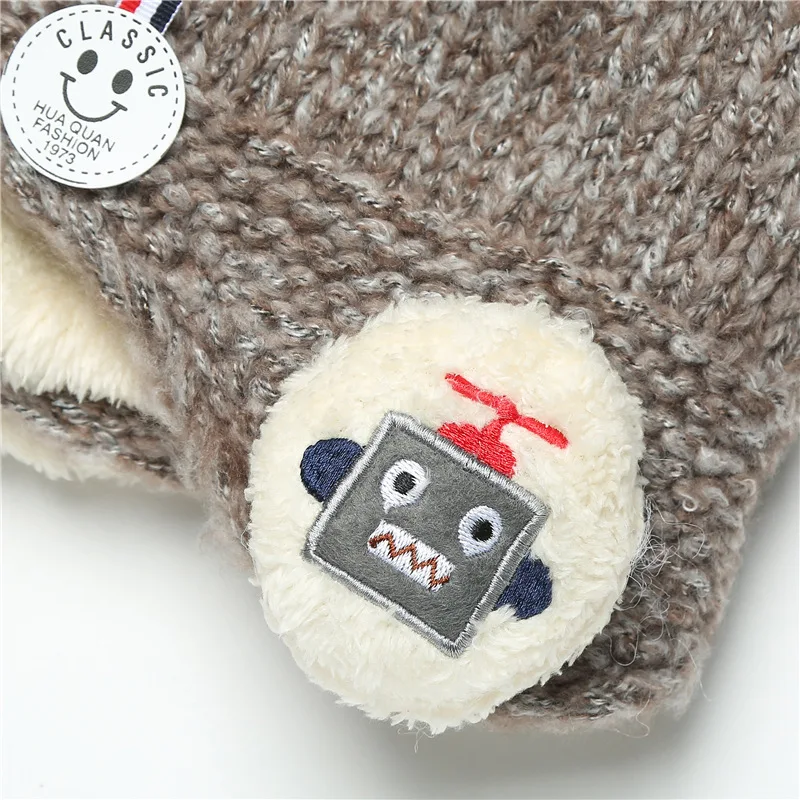 Зимняя детская плотная Шапка бини вязаная двойная толстая мягкая теплая шапка