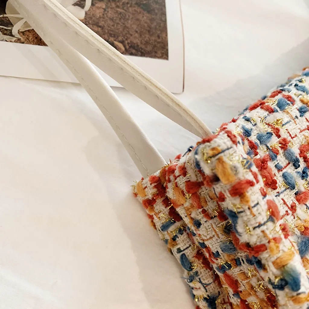 

Retro Plaid WOOL Luxury Handbag Cross Body Bag For Women Fashion Wool Woven Plaid Flap Small Shoulder Bag bolso mujer