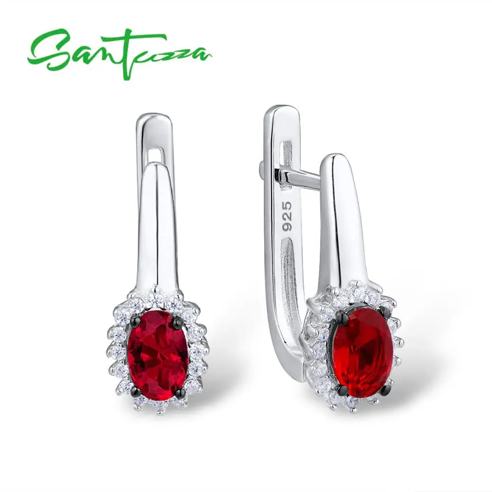 Женские серебряные сережки SANTUZZA изящные красные гвоздики из настоящего серебра