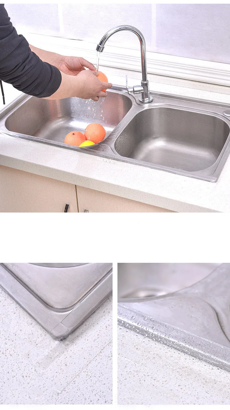 

Shower Sink Bath Sealing Strip Tape Caulk Strip Self Adhesive Waterproof Wall Sticker Sink Edge Tape For Bathroom Kitchen 0.5mmT