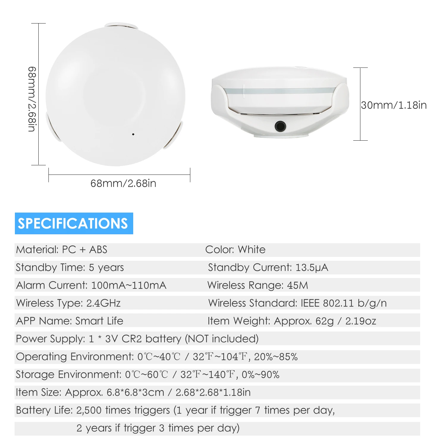 

Smart WIFI Water Sensor Household Water Leakage Sensor Water Leakage Alarm Sensor Water Detector Water Leakage Detector