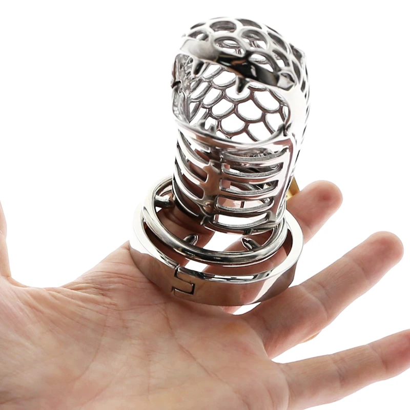 Мужской Пояс верности со змеиной головой клетка для пениса кольцо металлический