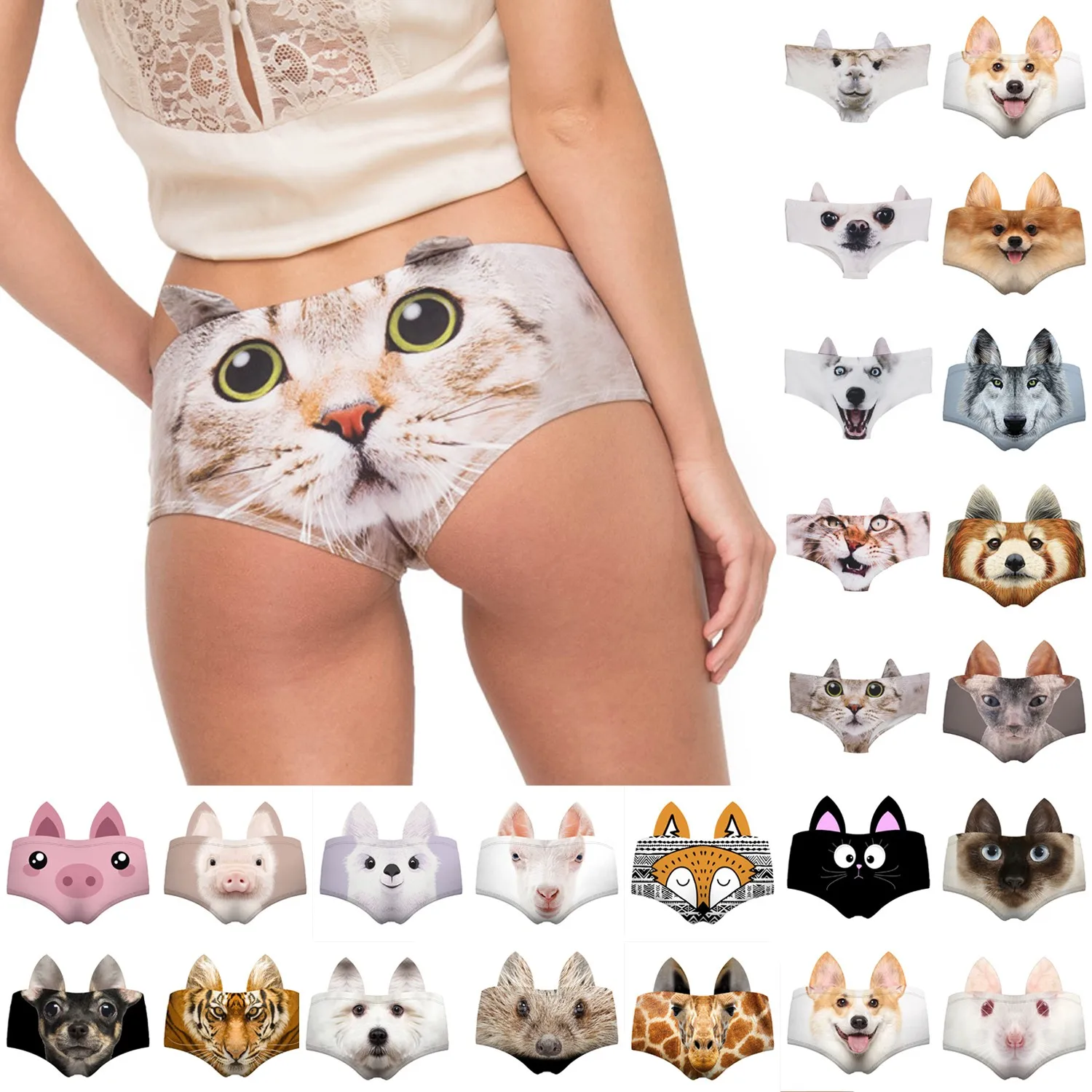 

Women's Animal Print Panties Breathable Underwear Cat Cute Seamless Kawaii Lingerie Woman Low-rise Sexy Briefs Female 2021 R5