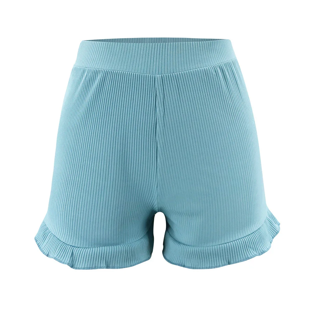 

IZALEWIS Sexy Women Sets O-neck Slim Printed Lantern Sleeve Short Sets Elastic Waist Fashion 2021 Casual Streetwear Vintage