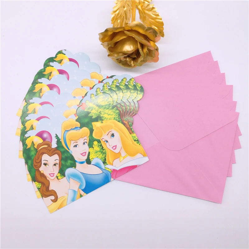 6 шт. пригласительные открытки принцессы на день рождения|Производители шума| |