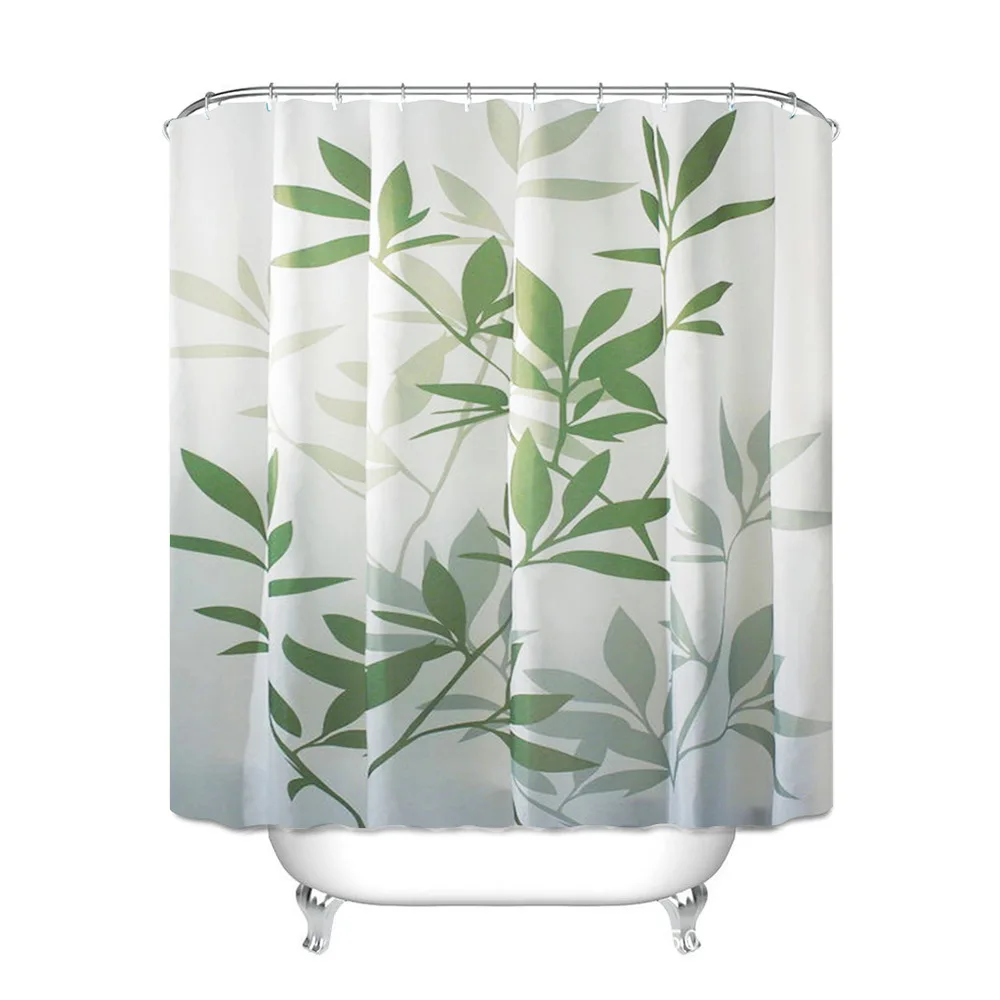 

Modern Elegant Bathroom Curtain Shower Green Leaves Funny Shower Curtain Luxury Cortinas De Ducha Bathroom Curtain BA60YL