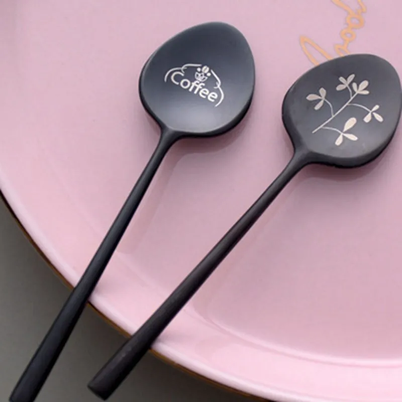 

2021 New Japanese Style 304 Stainless Steel Coffee Mixing Spoon With A Small Honey Spoon Stir Bar Tableware Scoop with Handle 1