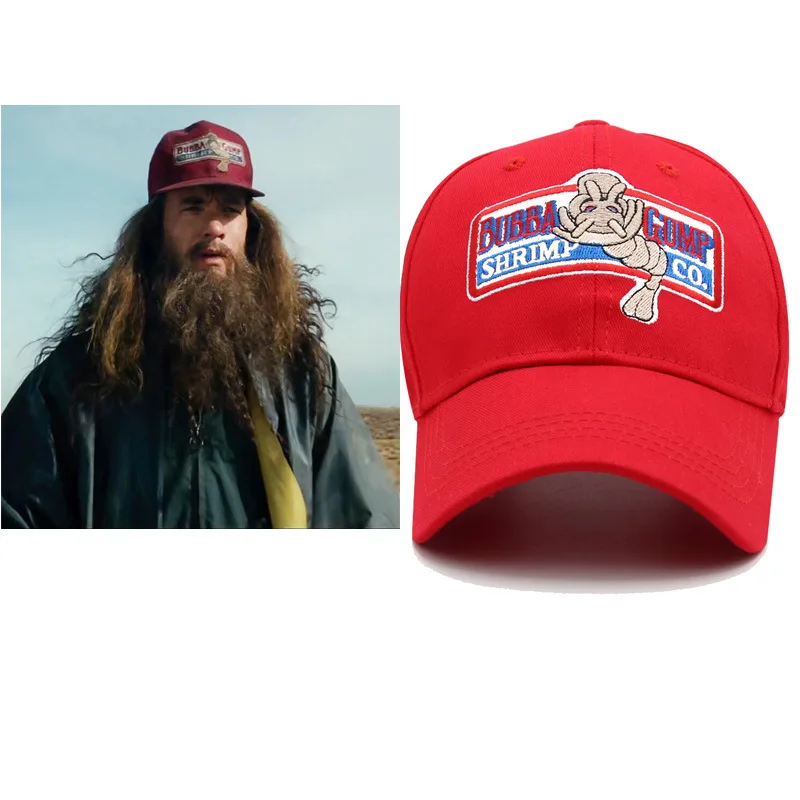 

Forrest Gump Recover Cosplay Running Baseball Snapback Caps Women Men 1994 BUBBA GUMP SHRIMP Sport Outdoor Cotton Red Black Caps