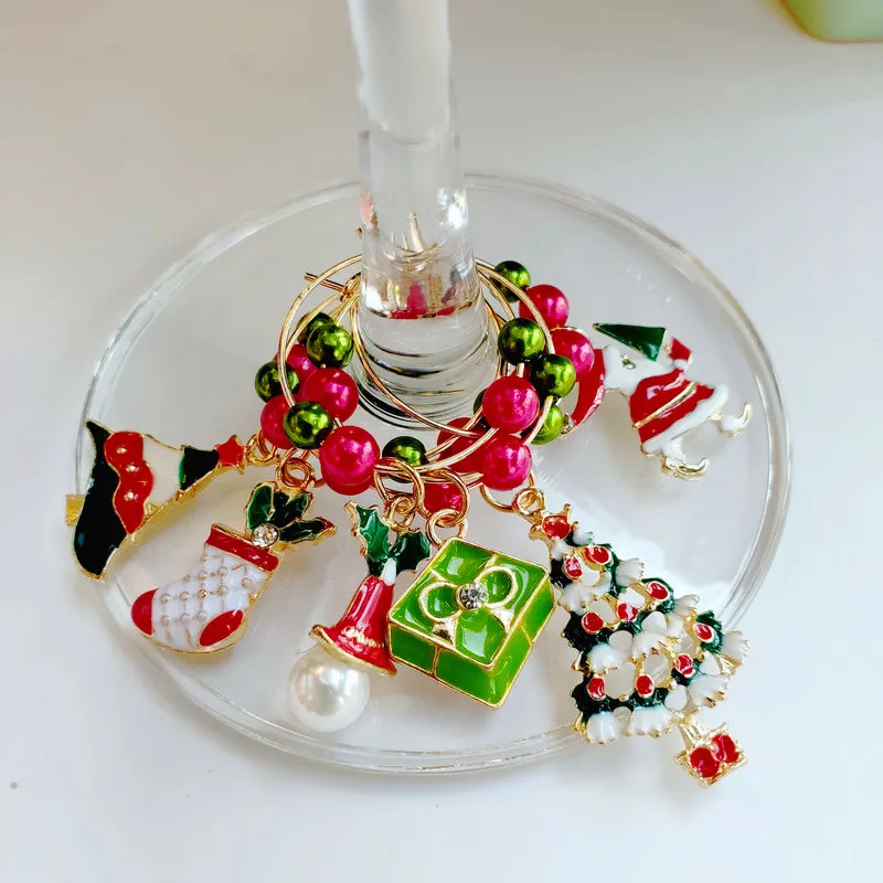 Набор из 6 шт. для рождественской вечеринки маркер на стакан вина талисманы