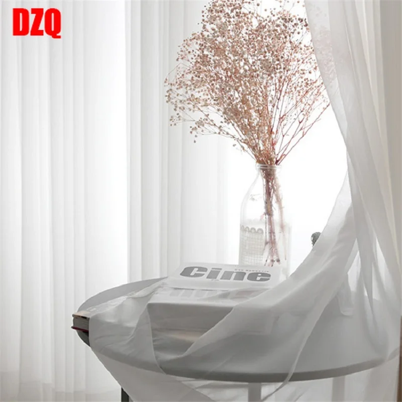 

White Tulle Curtains for Living Room Bedroom Decoration Modern Chiffon Solid Sheer Voile Kitchen Window Screens Curtain Yarn