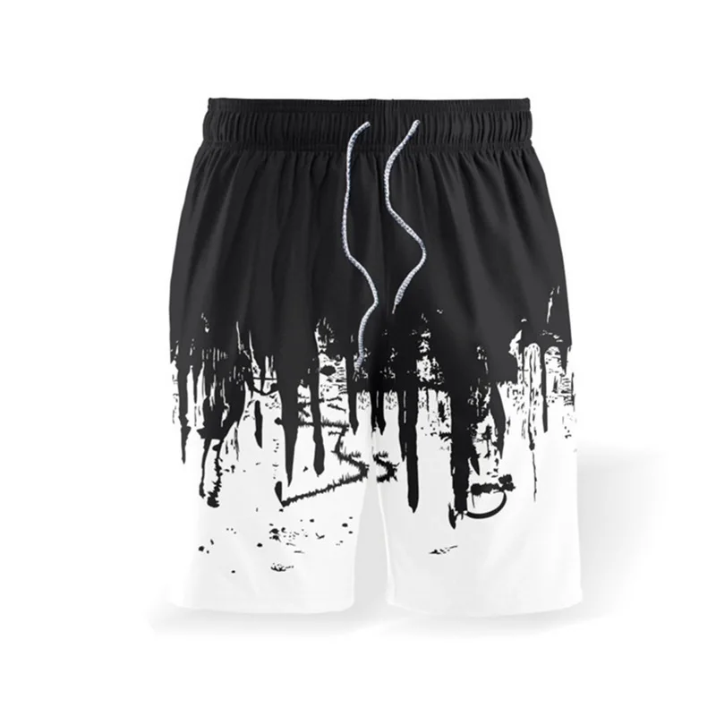 

2021 Fashion Trend Short Sleeve Summer Men Sets Classic Sell Well Ink Printing T-Shirt + Shorts Suit Casual Wild Sportswear 5XL