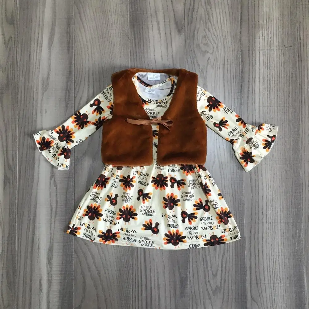 Одежда для маленьких девочек на День Благодарения комплект из 2 предметов платье