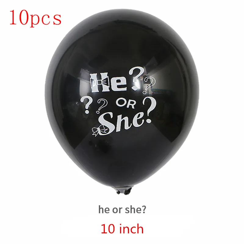 10pcs he or she Черный, 36 дюймов, латексный воздушный шар для мальчиков и девочек, вечерние для украшения детского душа, украшение для девочек и мальчиков, фольга, шар 88 - Цвет: 10pcs he or she