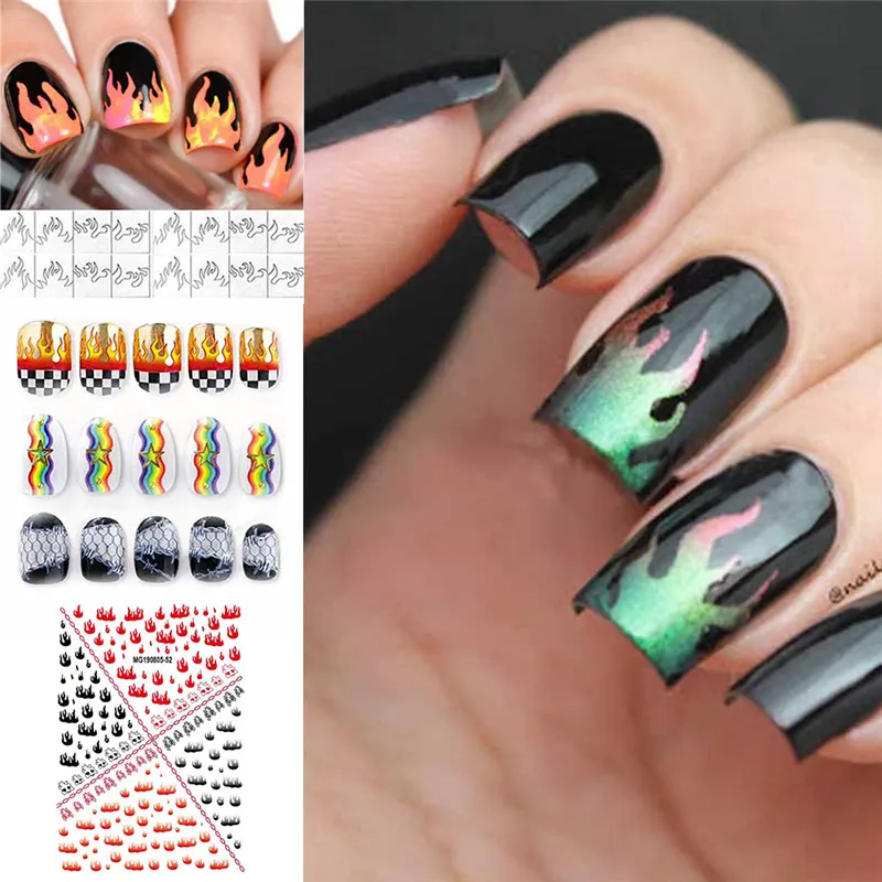 1/16 шт. огонь ногтей полоса Голографическая лента нейл-арта Стикеры s тонкий